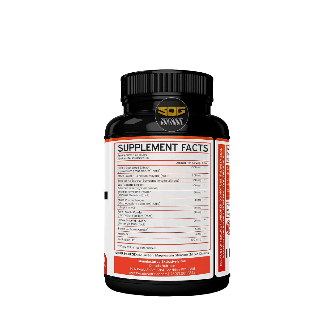 HORNY GOAT WEED + MELATONIN 60 CAPSULAS DORADO NUTRITION - Imagen 2
